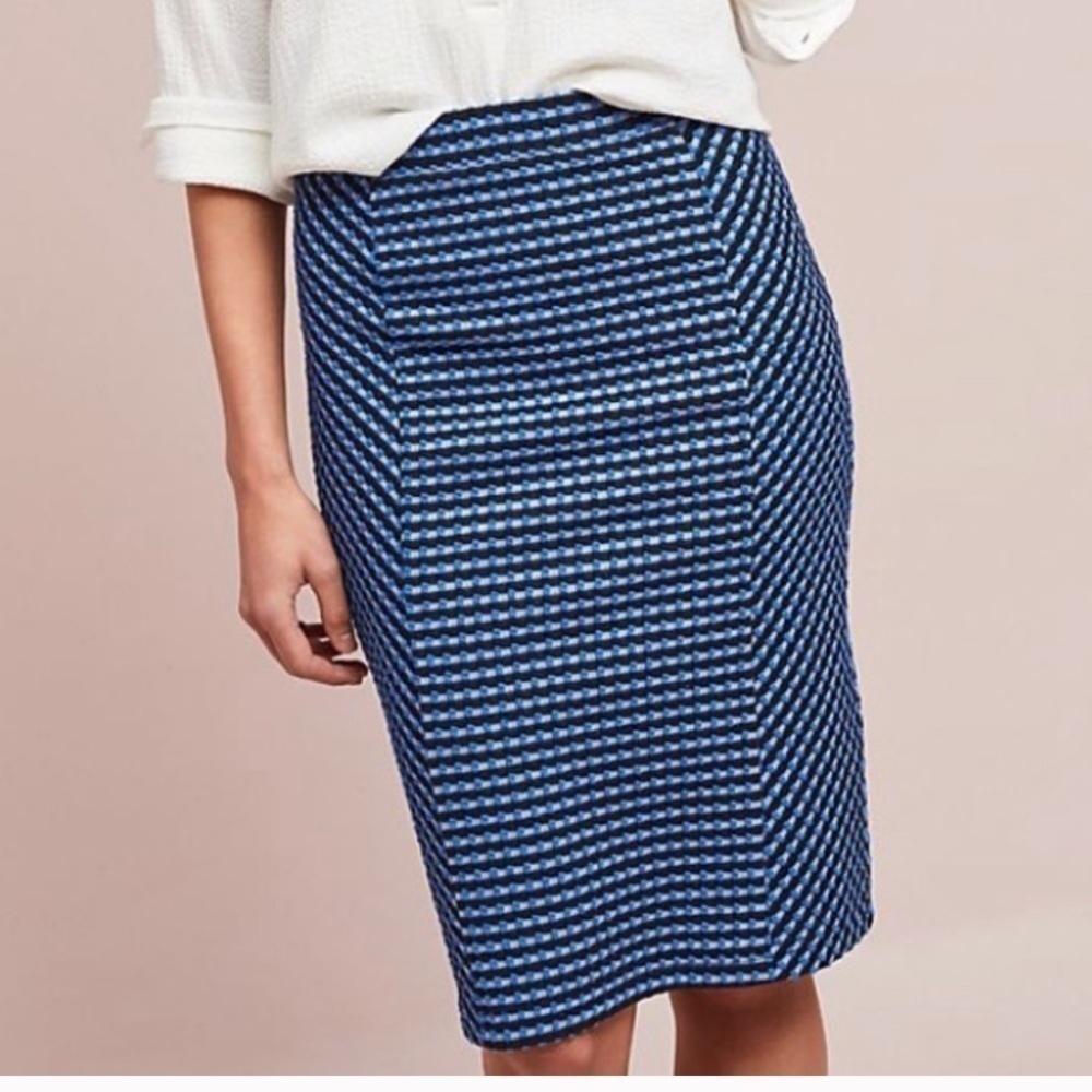 Anthropologie Maeve textured indigo pencil skirt Size XS - Picture 8 of 8
